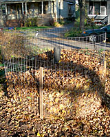 Woven wire can be used to quickly set up several compost bins throughout your property to hold leaves. 